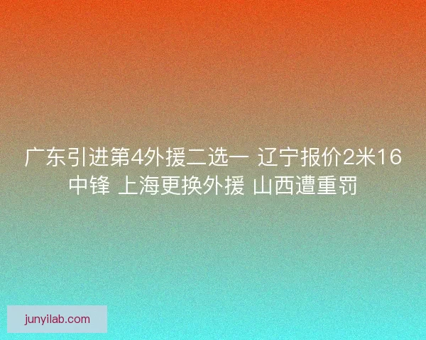 广东引进第4外援二选一 辽宁报价2米16中锋 上海更换外援 山西遭重罚