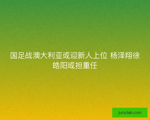 国足战澳大利亚或迎新人上位 杨泽翔徐皓阳或担重任